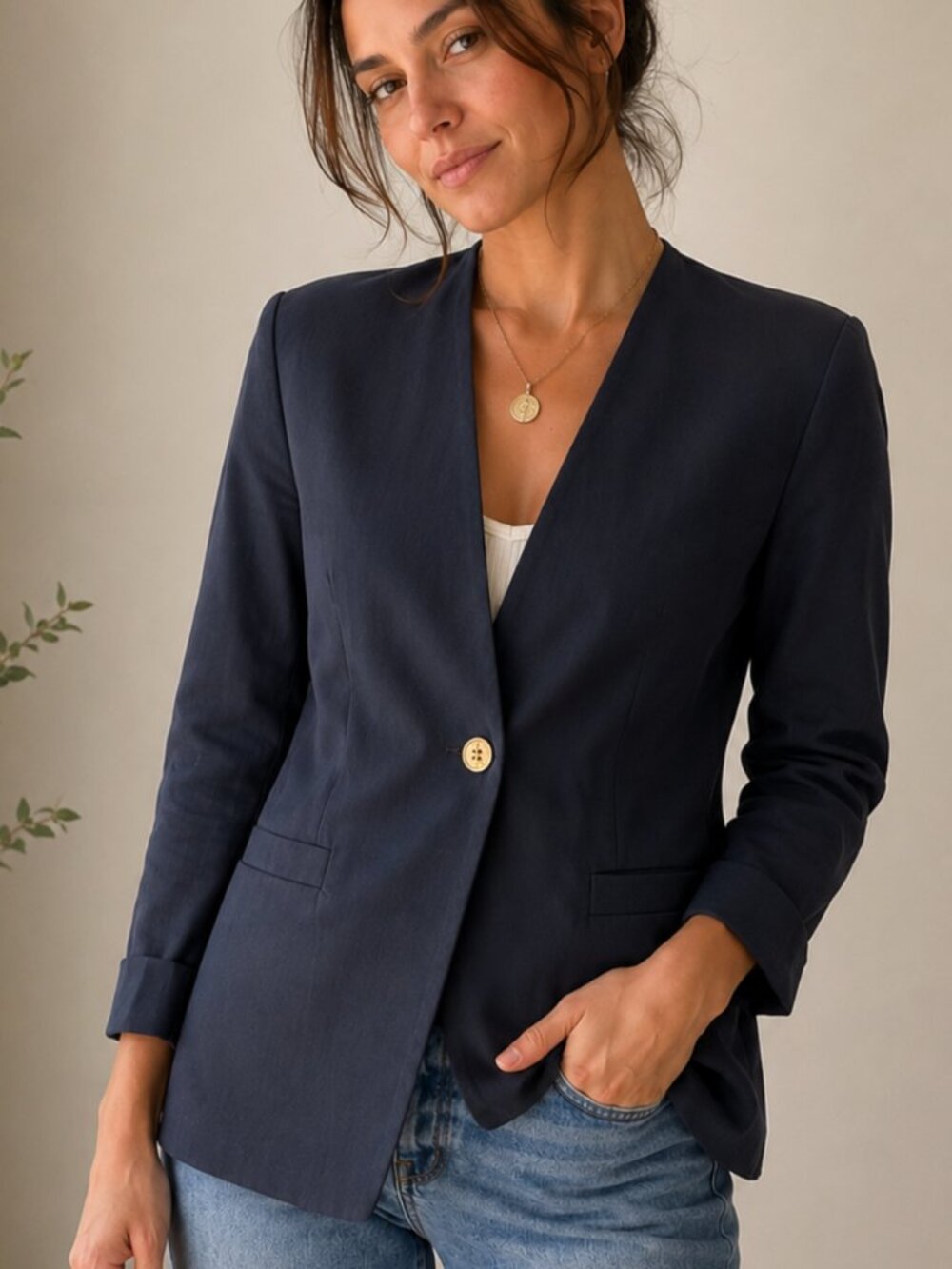 EVAN PICONE Blue Blazer Jacket Size Medium
